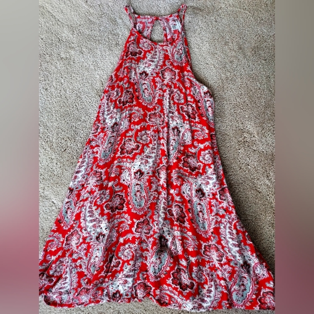 American Eagle Outfitters Red Linen Paisley Print Mini Dress - Picture 4 of 5